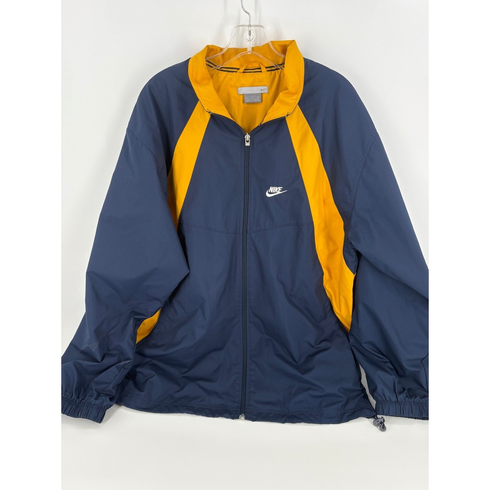 Vintage Nike Windbreaker Jacket Men's Large Blue Yellow Pullover Full Zip y2k